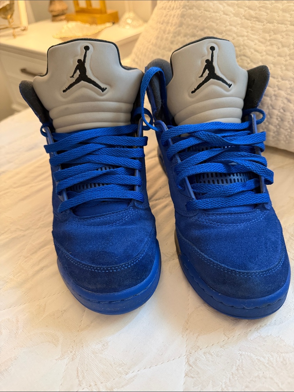 Air Jordan 5 Retro Size 7 kids Sneakers - Blue Suede rare - Picture 2 of 4